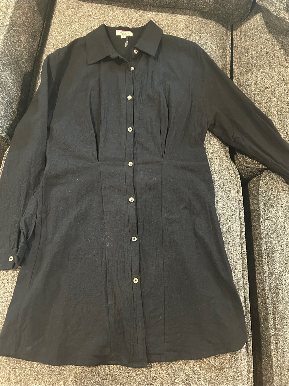ANDREE BY UNIT Black Long Sleeve Button-Front Dress